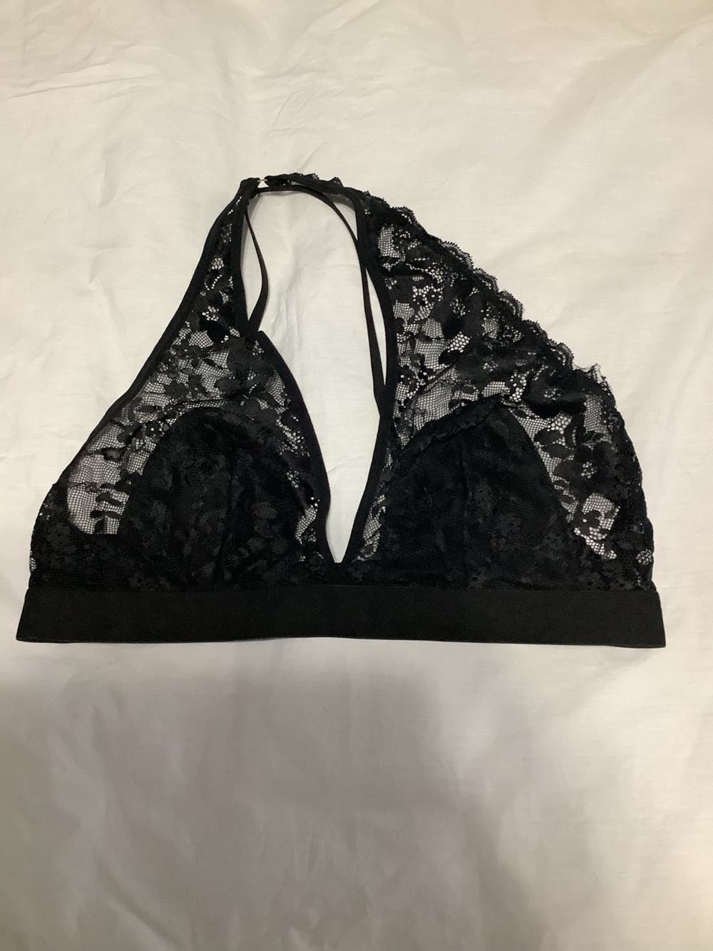 Source Unknown Black Lace Plunge Bralette XL